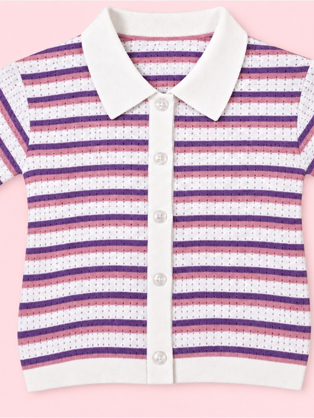 Women's Striped Button-Front in Purple & Pink
